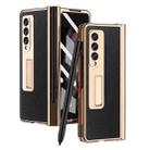 For Samsung Galaxy Z Fold3 5G Electroplated Hinge Pen Slot Kevlar Phone Case(Black) - 1