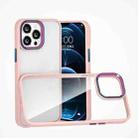 For iPhone 12 / 12 Pro Colorful Metal Lens Ring Phone Case(Pink) - 1