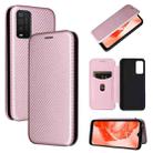 For TCL 205 Carbon Fiber Texture Horizontal Flip Leather Phone Case(Pink) - 1