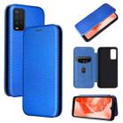 For TCL 205 Carbon Fiber Texture Horizontal Flip Leather Phone Case(Blue) - 1