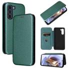 For Motorola Moto G200 5G / Edge S30 Carbon Fiber Texture Horizontal Flip Leather Phone Case(Green) - 1