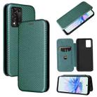 For ZTE Libero 5G II Carbon Fiber Texture Horizontal Flip Leather Phone Case(Green) - 1