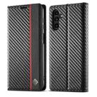 For Samsung Galaxy A13 5G LC.IMEEKE Carbon Fiber Horizontal Flip Leather Phone Case(Vertical Black) - 1