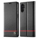 For Samsung Galaxy A13 5G LC.IMEEKE Carbon Fiber Horizontal Flip Leather Phone Case(Horizontal Black) - 1