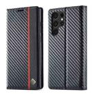 For Samsung Galaxy S22 Ultra 5G LC.IMEEKE Carbon Fiber Horizontal Flip Leather Phone Case(Vertical Black) - 1