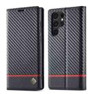 For Samsung Galaxy S22 Ultra 5G LC.IMEEKE Carbon Fiber Horizontal Flip Leather Phone Case(Horizontal Black) - 1