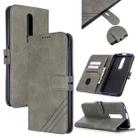 For OPPO F11 Stitching Style 2-Color Cow Texture Horizontal Flip PU Leather Case with Holder & Card Slot & Lanyard(Gray) - 1