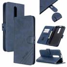 For OPPO F11 Pro Stitching Style 2-Color Cow Texture Horizontal Flip PU Leather Case with Holder & Card Slot & Lanyard(Blue) - 1