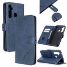 For OPPO Realme 5 Stitching Style 2-Color Cow Texture Horizontal Flip PU Leather Case with Holder & Card Slot & Lanyard(Blue) - 1