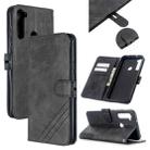 For Xiaomi Redmi Note 8T Stitching Style 2-Color Cow Texture Horizontal Flip PU Leather Case with Holder & Card Slot & Lanyard(Black) - 1