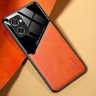 For OPPO Reno7 SE All-inclusive Leather + Organic Glass Phone Case(Yellow) - 1