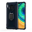 For Huawei Mate 30 Carbon Fiber Protective Case with 360 Degree Rotating Ring Holder(Blue) - 1