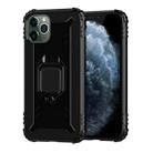 For iPhone 11 Pro Carbon Fiber Protective Case with 360 Degree Rotating Ring Holder(Black) - 1