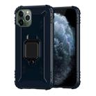 For iPhone 11 Pro Carbon Fiber Protective Case with 360 Degree Rotating Ring Holder(Blue) - 1