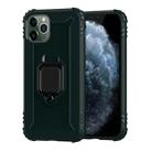 For iPhone 11 Pro Carbon Fiber Protective Case with 360 Degree Rotating Ring Holder(Green) - 1