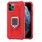 For iPhone 11 Pro Max Carbon Fiber Protective Case with 360 Degree Rotating Ring Holder(Red) - 1