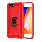 For iPhone 6 Plus / 7 Plus / 8 Plus Carbon Fiber Protective Case with 360 Degree Rotating Ring Holder(Red) - 1