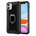 For iPhone 11 Carbon Fiber Protective Case with 360 Degree Rotating Ring Holder(Black) - 1