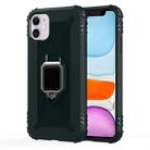 For iPhone 11 Carbon Fiber Protective Case with 360 Degree Rotating Ring Holder(Green) - 1