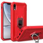 For iPhone XR Carbon Fiber Protective Case with 360 Degree Rotating Ring Holder(Red) - 1