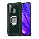 For OPPO Realme 5 Pro Carbon Fiber Protective Case with 360 Degree Rotating Ring Holder(Green) - 1