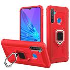 For OPPO Realme 5 Carbon Fiber Protective Case with 360 Degree Rotating Ring Holder(Red) - 1