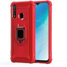 For Vivo Y19 (U3) Carbon Fiber Protective Case with 360 Degree Rotating Ring Holder(Red) - 1