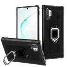 For Galaxy Note 10+ Carbon Fiber Protective Case with 360 Degree Rotating Ring Holder(Black) - 1