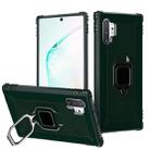 For Galaxy Note 10+ Carbon Fiber Protective Case with 360 Degree Rotating Ring Holder(Green) - 1