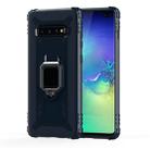 For Galaxy S10+ Carbon Fiber Protective Case with 360 Degree Rotating Ring Holder(Blue) - 1