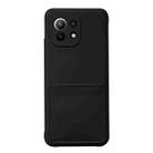 For Xiaomi Mi 11 Liquid Silicone Skin Feel Shockproof Phone Case with Card Slot(Black) - 1