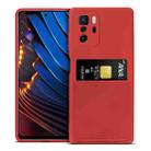 For Xiaomi Redmi Note 10 Pro 5G / Poco X3 GT Liquid Silicone Skin Feel Shockproof Phone Case with Card Slot(Red) - 1