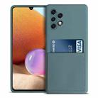 For Samsung Galaxy A32 4G Liquid Silicone Skin Feel Shockproof Phone Case with Card Slot(Dark Green) - 1