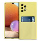 For Samsung Galaxy A32 4G Liquid Silicone Skin Feel Shockproof Phone Case with Card Slot(Yellow) - 1