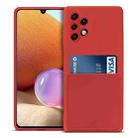 For Samsung Galaxy A32 4G Liquid Silicone Skin Feel Shockproof Phone Case with Card Slot(Red) - 1