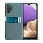 For Samsung Galaxy A32 5G Liquid Silicone Skin Feel Shockproof Phone Case with Card Slot(Dark Green) - 1