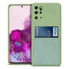 For Samsung Galaxy S20+ Liquid Silicone Skin Feel Shockproof Phone Case with Card Slot(Green) - 1