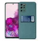 For Samsung Galaxy S20+ Liquid Silicone Skin Feel Shockproof Phone Case with Card Slot(Dark Green) - 1