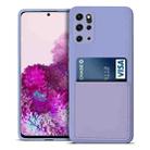 For Samsung Galaxy S20+ Liquid Silicone Skin Feel Shockproof Phone Case with Card Slot(Light Purple) - 1