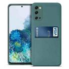 For Samsung Galaxy S20 Liquid Silicone Skin Feel Shockproof Phone Case with Card Slot(Dark Green) - 1