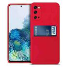 For Samsung Galaxy S20 Liquid Silicone Skin Feel Shockproof Phone Case with Card Slot(Red) - 1