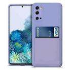 For Samsung Galaxy S20 Liquid Silicone Skin Feel Shockproof Phone Case with Card Slot(Light Purple) - 1