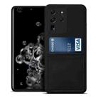 For Samsung Galaxy S20 Ultra Liquid Silicone Skin Feel Shockproof Phone Case with Card Slot(Black) - 1