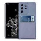 For Samsung Galaxy S20 Ultra Liquid Silicone Skin Feel Shockproof Phone Case with Card Slot(Lavender Grey) - 1