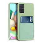 For Samsung Galaxy A71 Liquid Silicone Skin Feel Shockproof Phone Case with Card Slot(Green) - 1