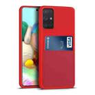 For Samsung Galaxy A71 Liquid Silicone Skin Feel Shockproof Phone Case with Card Slot(Red) - 1