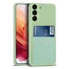 For Samsung Galaxy S21 5G Liquid Silicone Skin Feel Shockproof Phone Case with Card Slot(Green) - 1