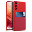 For Samsung Galaxy S21 5G Liquid Silicone Skin Feel Shockproof Phone Case with Card Slot(Red) - 1