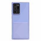 For Samsung Galaxy Note20 Ultra Liquid Silicone Skin Feel Shockproof Phone Case with Card Slot(Light Purple) - 1