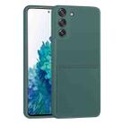 For Samsung Galaxy S21+ 5G Liquid Silicone Skin Feel Shockproof Phone Case with Card Slot(Dark Green) - 1